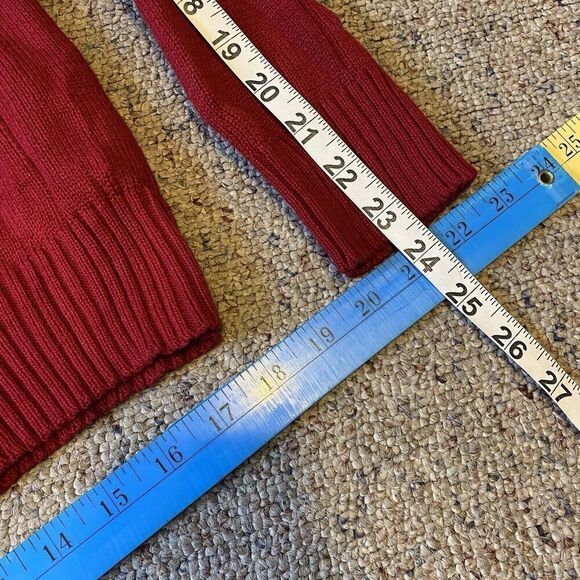 Oscar de la Renta Sweater Men L Cable Knit Red Crew Neck Jumper Pullover Preppy - Picture 3 of 8